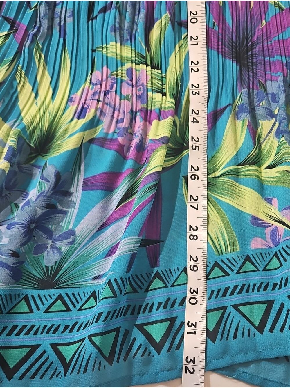 Catherines Plus Size 22-24W Teal Tropical Boho Tunic Crochet Lace Top XXL Summer - Picture 10 of 17